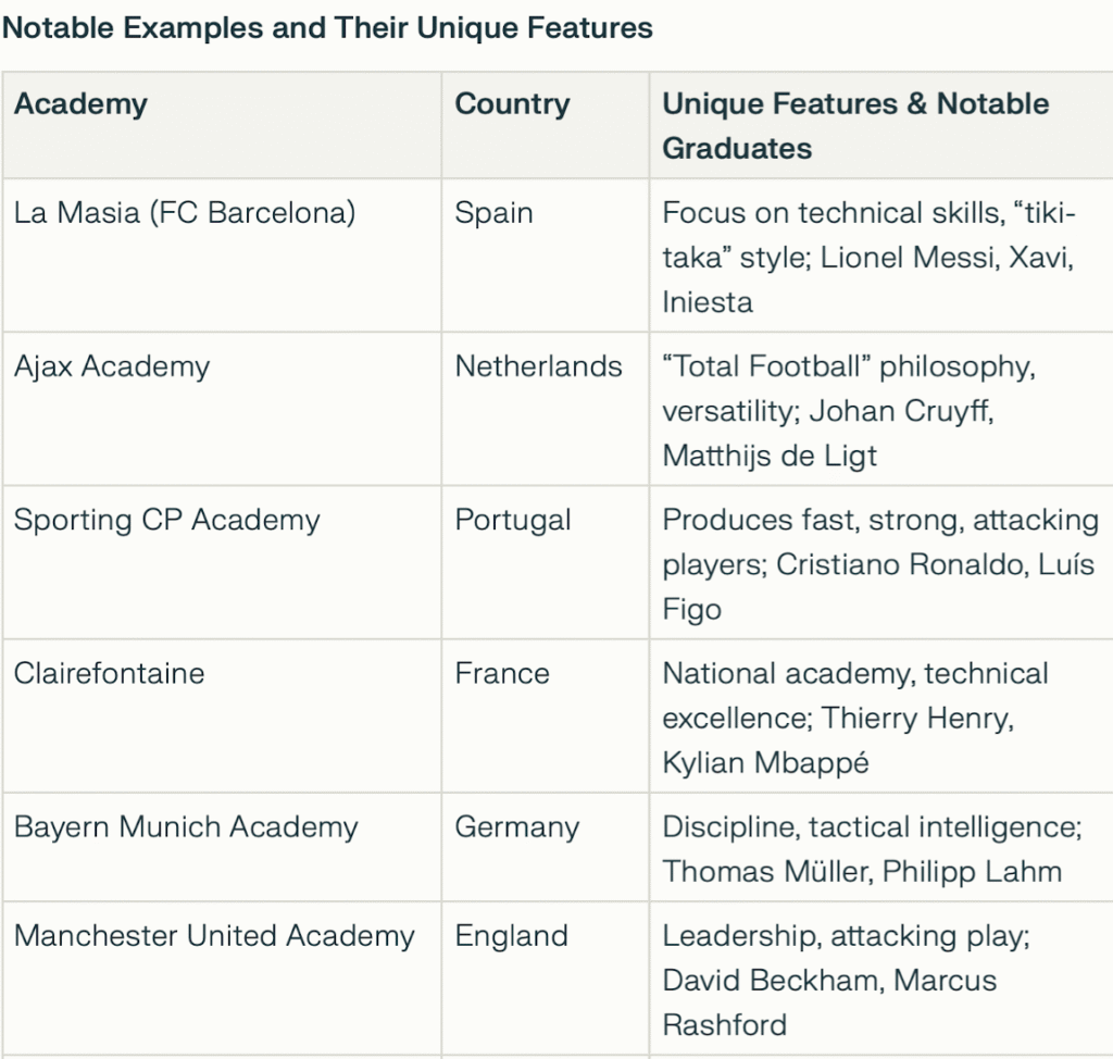 chart otling some Notable Academy Examples and Their Unique Features